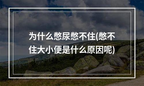 为什么憋尿憋不住(憋不住大小便是什么原因呢)