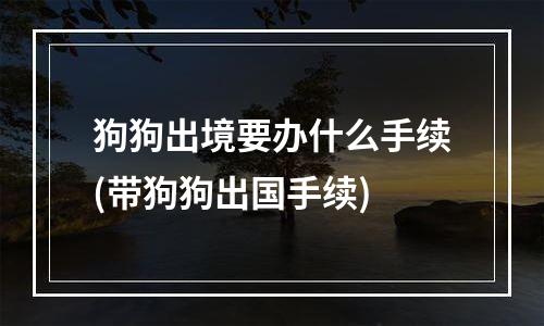 狗狗出境要办什么手续(带狗狗出国手续)