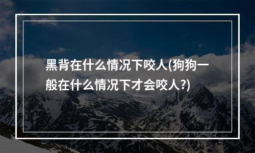 黑背在什么情况下咬人(狗狗一般在什么情况下才会咬人?)